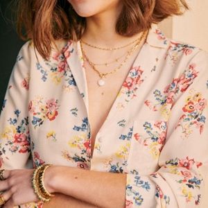 Florence flower on pink ecru print shirt